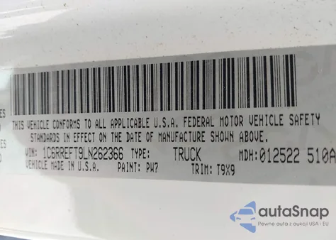 2020 Ram 1500 Big Horn 4X2 5'7 Box из США, поврежденный, VIN 1C6RREFT9LN262366